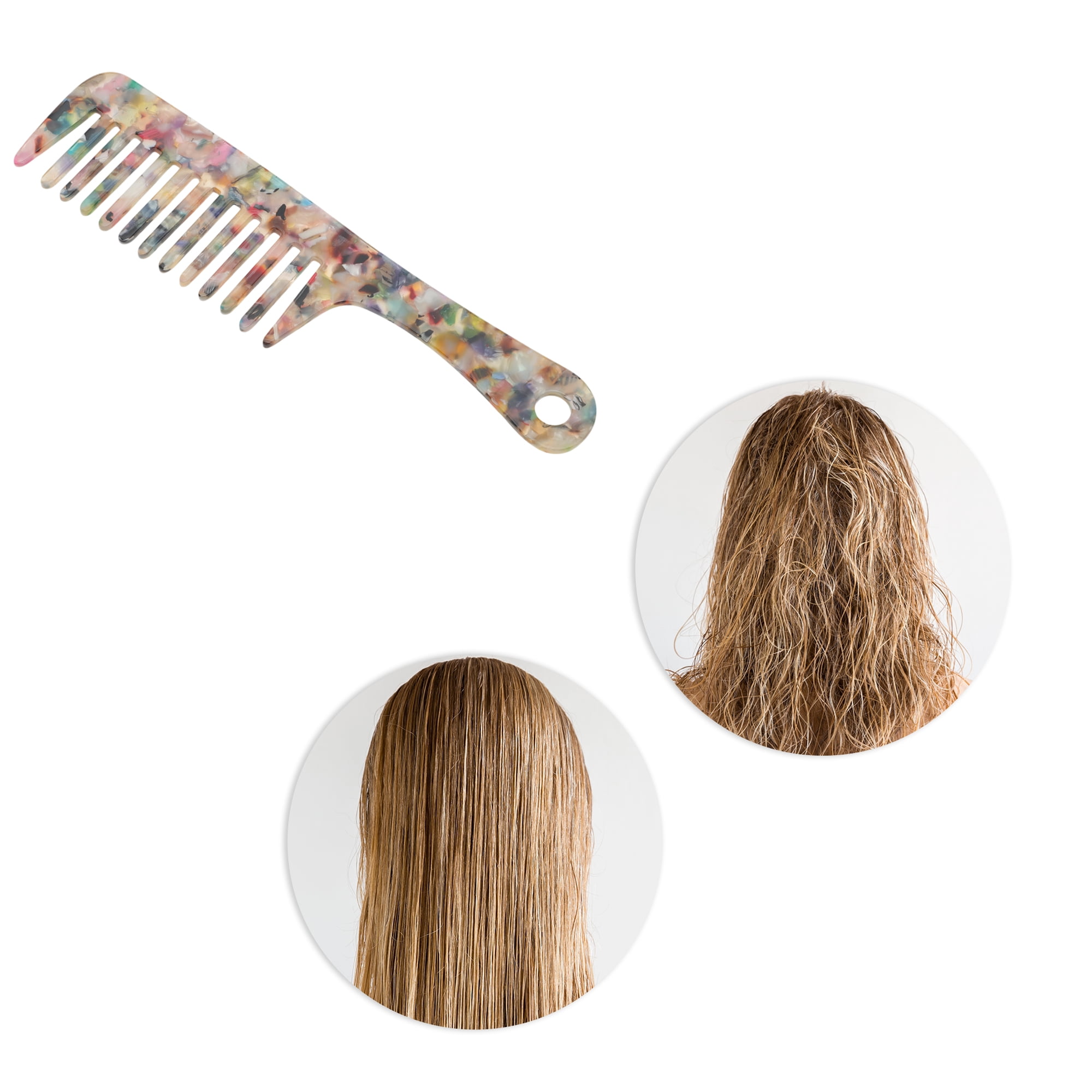 Unique Bargains 1 Pc Marble Handle Hair Comb for All Hair Types Styles Multicolored