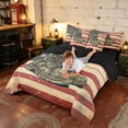 thumbnail image 4 of Manfei Retro Soldier Boots King Bedding, Distressed US Flag King Bed in a Bag, Red White Blue, Black Reversible 7pcs, 4 of 6