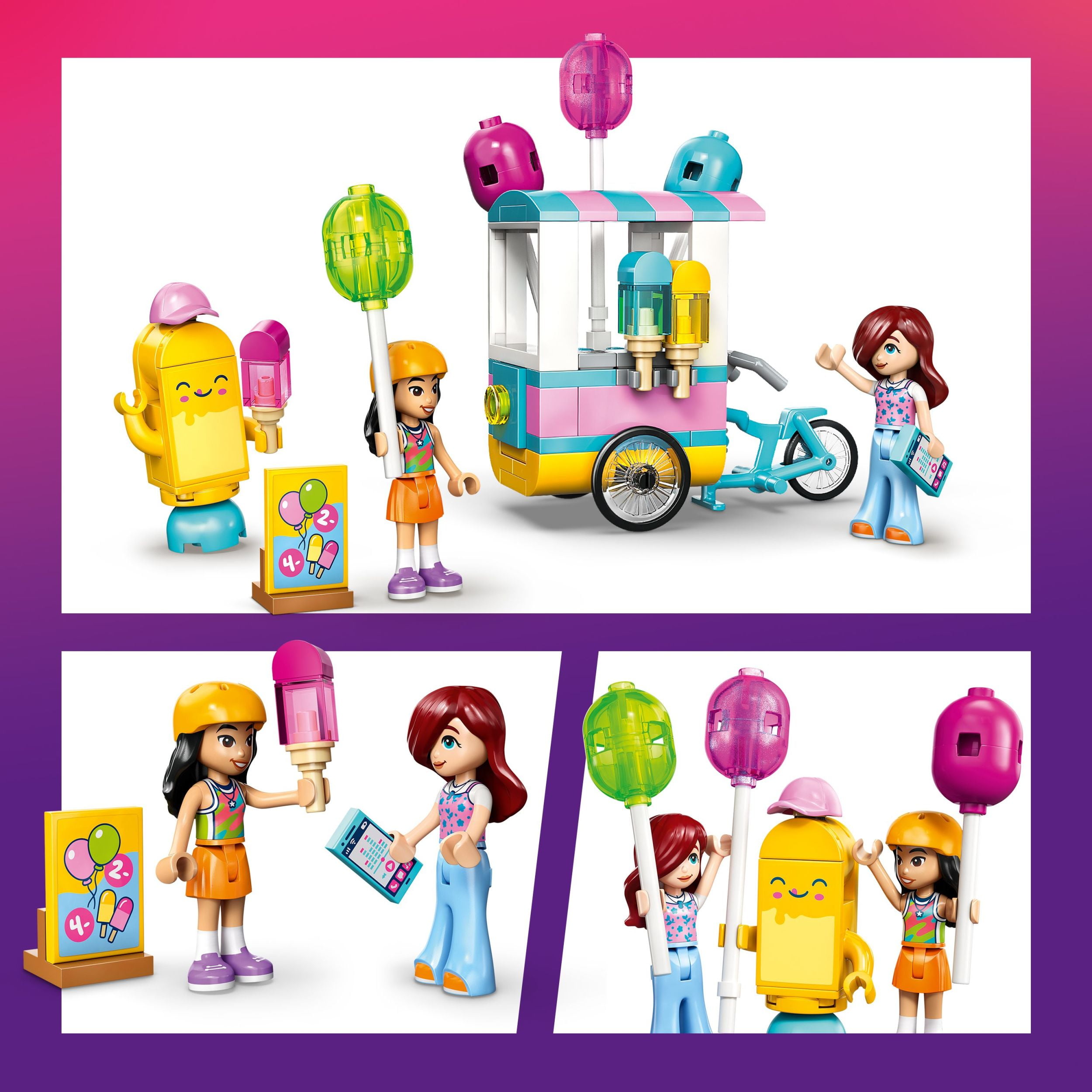LEGO Friends Ice Cream & Balloon Stand Building Toy for Girls & Boys - Pretend Play Set for Kids, Ages 6+ - W/Liann & Paisley Minidolls & Accessories - Gift Idea for Birthdays - 42692