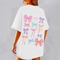 thumbnail image 2 of DHFJKG Short Sleeve Shirts For Women Oversized Bow Print Graphic Tee Crewneck Vintage Tshirts Casual Baggy Streetwear Trendy Tops, 2 of 8