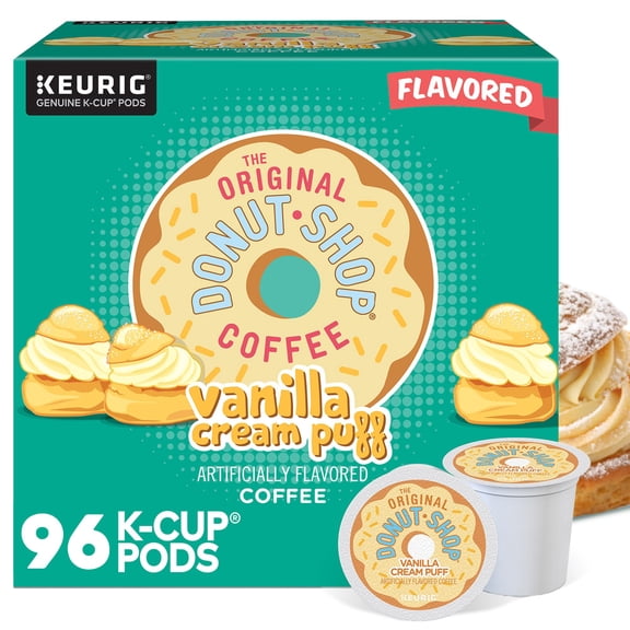 The Original Donut Shop Vanilla Cream Puff Coffee, Keurig Single Serve K-Cup Pods, Medium Roast, 96 Count