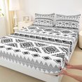 thumbnail image 5 of Manfei Boho Aztec Queen Sheets, Tribal Geometric Queen Sheet Sets, Black White, Black Reversible 4 Pieces1 Flat Sheet + 1 Fitted Sheet + 2 Pillowcases, 5 of 6