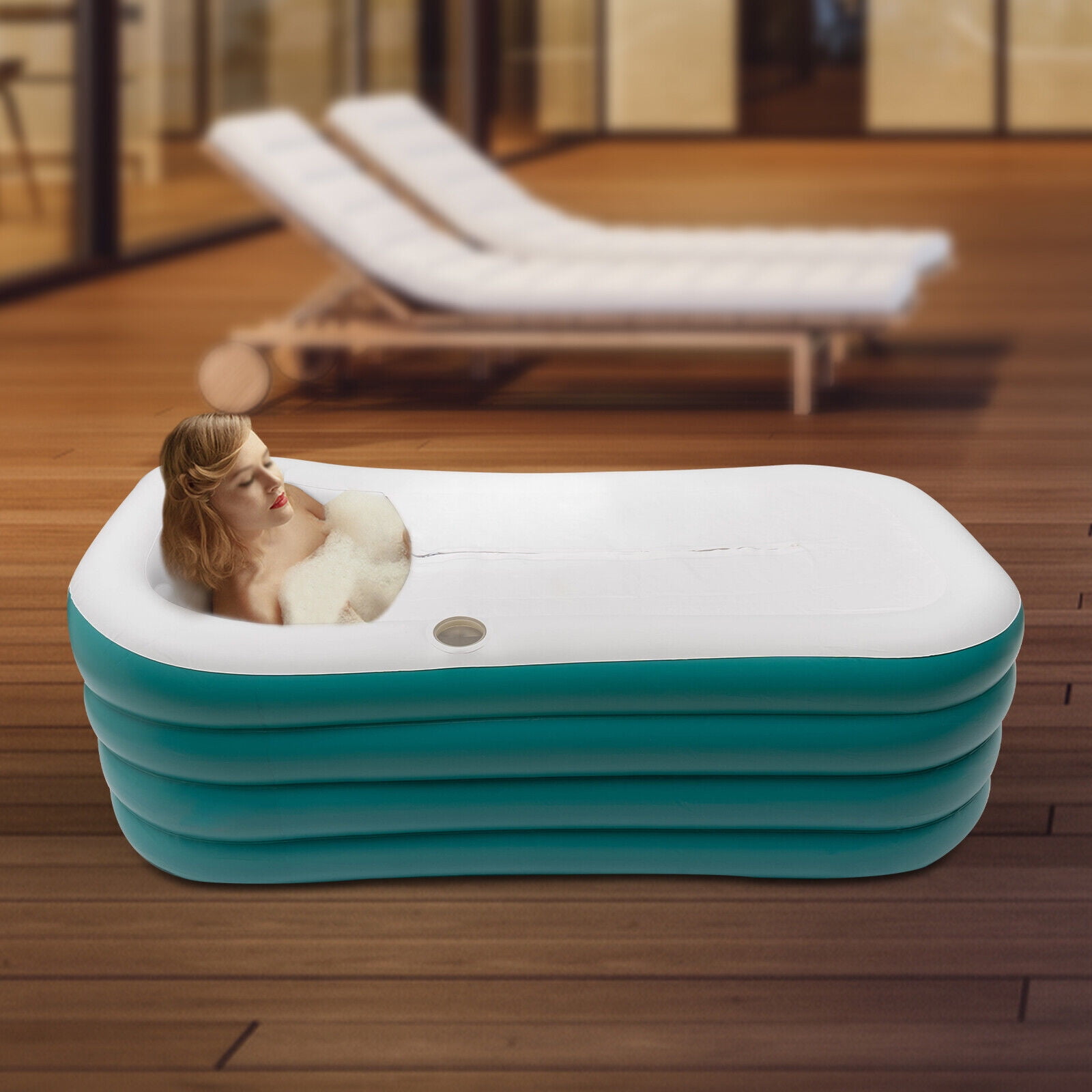 Aureum Supellectilem For Adult Bathtub, Green, PVC, 75"x30", 250L Inflatable Spa Bathtub