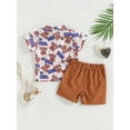 thumbnail image 3 of Wassery 4th of July Baby Boys Independence Day Outfits Loose Glasses/Cow Head Print Shirt Short Sleeve Turn-Down Collar Tops and Solid Color Shorts 2Pcs Toddler Summer Casual Clothes Set 6M-4T, 3 of 8