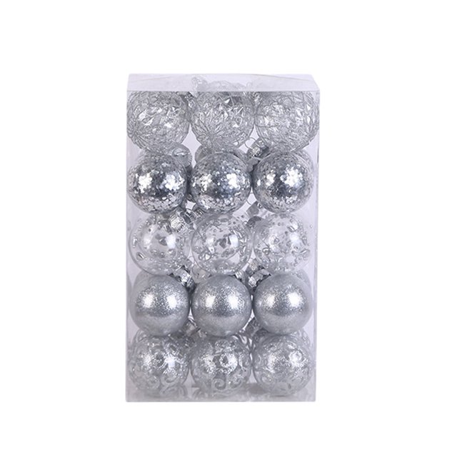 Yuarrent 30 piezas de ingredientes seguros, bolas navideñas sin rebabas para una fiesta temática de celebración pacífica y alegre Kits de decoración para fiestas Plata