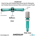 thumbnail image 4 of Dual Air Gap with Polished Nickel Brass Cap for Dishwasher and Tankless Reverse Osmosis Filter and Extra Long Thread (AG200-607, AG200-X07, AMERIGAP), 4 of 9