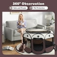 thumbnail image 5 of Huracan Foldable Pet Playpen 29" Large Dog Cat Playpen Portable Pet Exercise Tents for Dogs Cats Dog Kennel Cat Cage for Indoor Outdoor,Coffee and Beige, 5 of 7