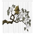 thumbnail image 2 of Ambesonne Tree House Shower Curtain, Bird Home and Branch, 69"Wx70"L, White Fawn Pale Khaki, 2 of 4