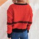 thumbnail image 4 of Ailaofu Women's Cable Knit Color Block Striped Sweater V Neck Long Sleeve Pullover Tops, 4 of 6