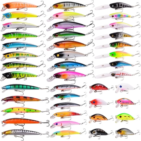BESTSKY Fishing Lures Kit Mixed Including Minnow Popper Crank Baits with Hooks for Saltwater Freshwater Trout Bass Salmon Fishing