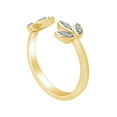 thumbnail image 5 of Natural Diamond Accent Open Leaf Wedding Band Ring Dainty Stackable Ring in 14K Yellow Gold Plated 925 Sterling Silver(0.05 Cttw,I-J Color,I2-I3 Clarity)Ring Size-8, 5 of 7