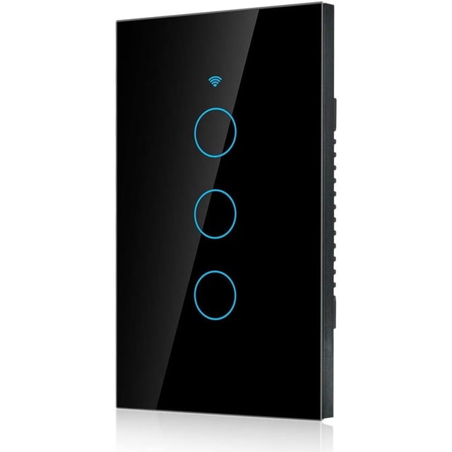 WiFi Touch Screen Switch, Remote Switch with Highly Sensitive Touch Keys, Suitable for Alexa Google, SIRI Voice Control, 3 Way AC