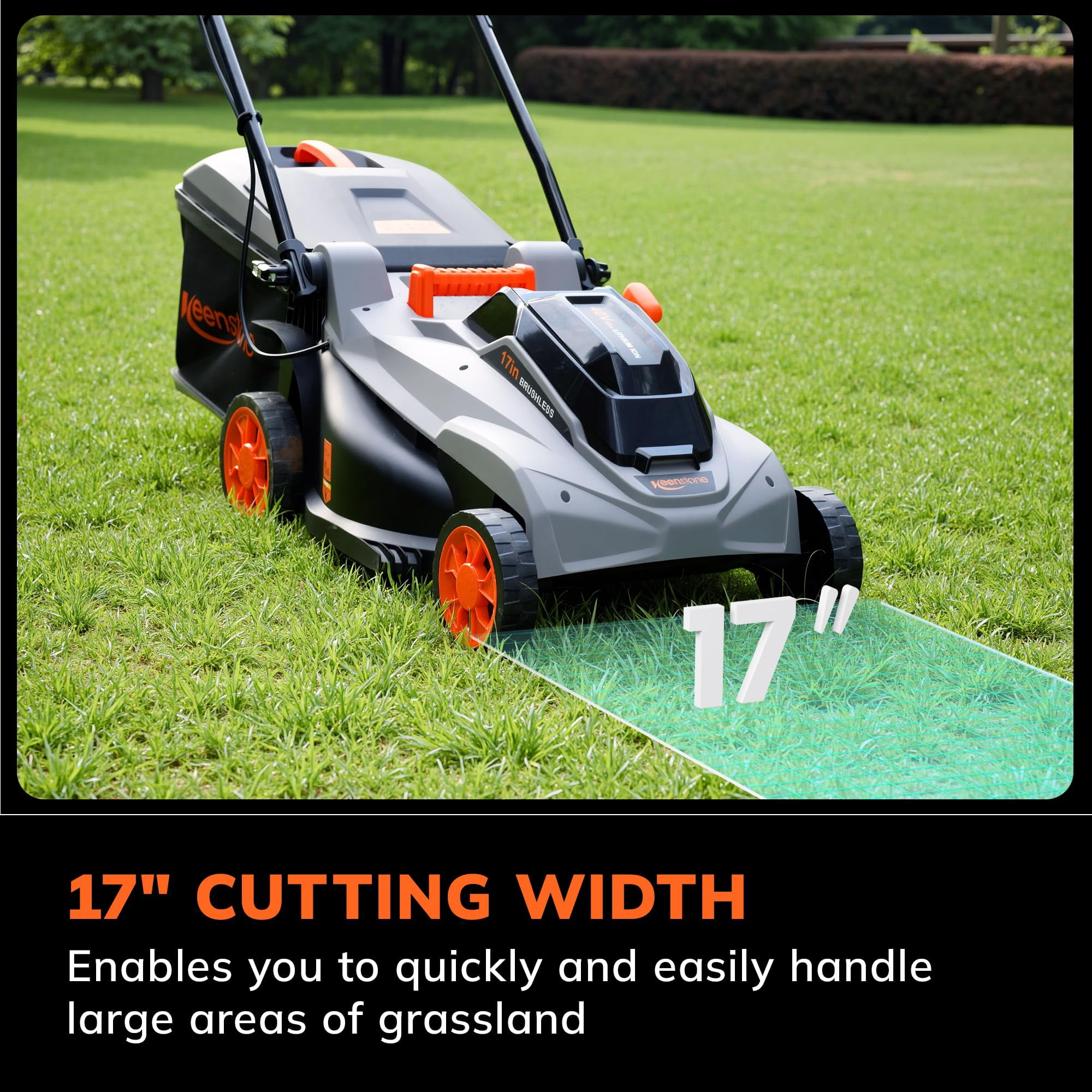 40V (2 x 20V) 17'' Cordless Lawn Mower, Multi-Functional Grass Cutter with 4.0Ah Battery, 6 Adjustable Height Settings, Durable Manganese Steel Blades, Easy to Use for Medium to Large Lawn