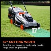 40V (2 x 20V) 17'' Cordless Lawn Mower, Multi-Functional Grass Cutter with 4.0Ah Battery, 6 Adjustable Height Settings, Durable Manganese Steel Blades, Easy to Use for Medium to Large Lawn