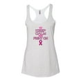 thumbnail image 2 of Wild Bobby, Keep Calm and Fight On Breast Cancer Awareness Tri-Blend Racerback Tank Top, Heather White, Small, 2 of 3