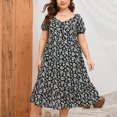 thumbnail image 4 of SMihono Robes Bohèmes d'Été pour Femmes Grande Taille Mode Décontractée Grande Taille Imprimé Manches Courtes Robe à Col Rond, 4 of 8