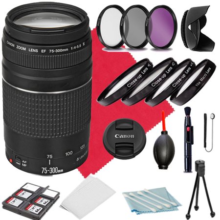 Canon EF 75-300mm F/4-5.6 III Lens Kit: Hood  Macro Lenses  Cleaning Set  Filters