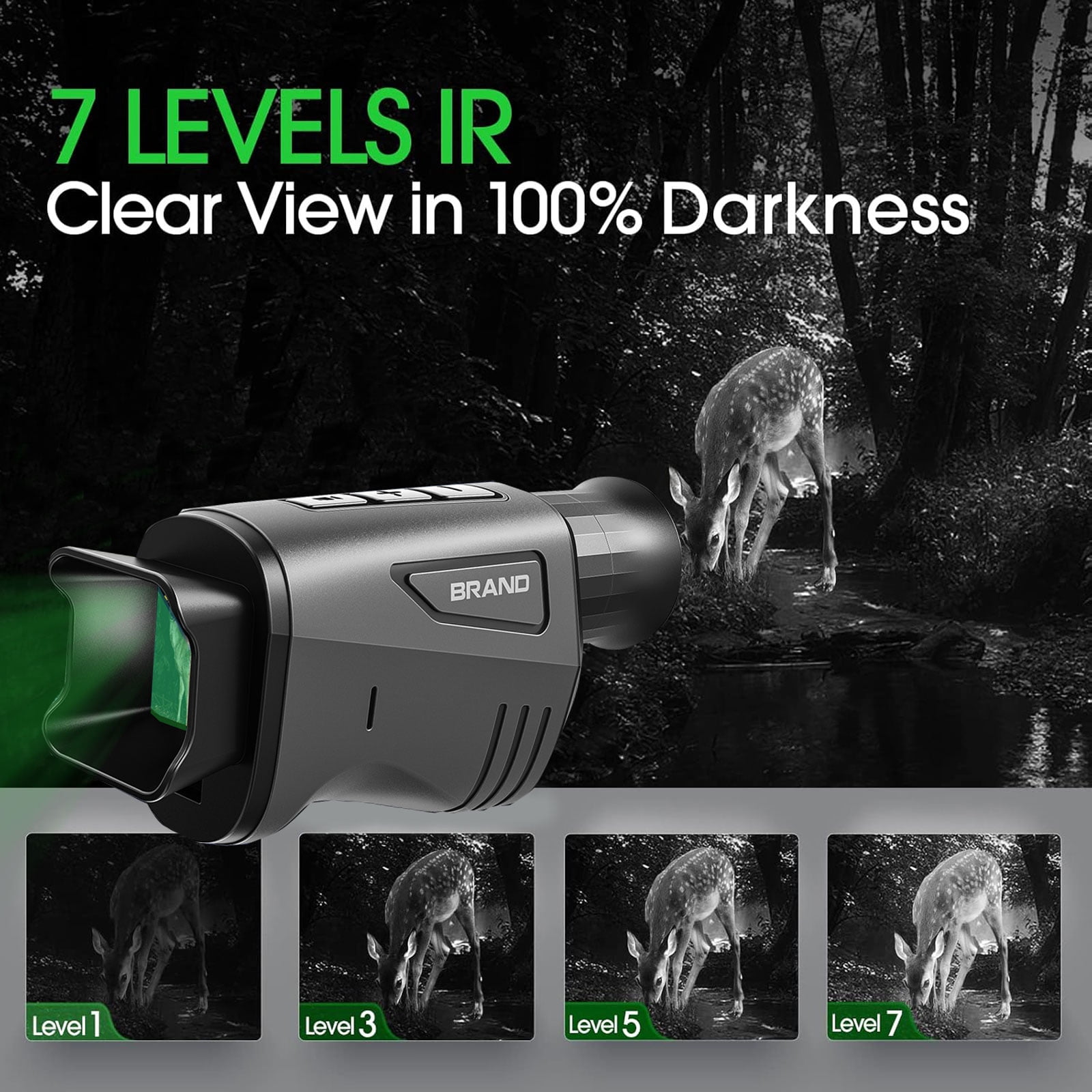 OAZOUF 16x Zoom Night Vision Monocular: Night Vision Binoculars with 7- Level IR & 32GB SD Card Included