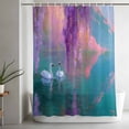 thumbnail image 5 of Purple Lavender Small Stall Shower Curtain, Waterproof Shower Curtains for Bathroom, Abstract Oil Painting Nature Landscape Washable Fabric Bath Curtain for Bathtub Decoration with Hooks 36x72 Inches, 5 of 9
