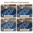 thumbnail image 7 of ODIKA 3'x5' Navy Blue Art Geometric Diamond Washable Area Rug Stepped Border Design With Hexagonal Centerpiece And Corner Accents for Hallway, Laundry Room, Non-Slip, Flatweave, Easy Care, 7 of 7