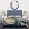 thumbnail image 3 of Designart "Aqua Symphony Teal Orange Expression" Abstract Bedding Covert Set - Modern Teal Transitional Bed Set With 2 Shams, 3 of 6