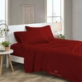 thumbnail image 2 of 4 Piece Sheet Set 100% Egyptian Cotton Bed Sheets 1000 Thread Count Luxury Hotel Quality Sheet Set Italian Finish Premium Sheets Long Staple Fits Up to 18 Inch Deep Pocket (King, Burgundy), 2 of 8