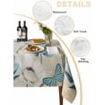 thumbnail image 5 of Spring Flowers Rectangle Tablecloth, Vintage Rustic Tulips Floral Butterfly Khaki Waterproof & StainResistant Tablecloth, Washable Oil-proof Table Cover for Dining/Party/Wedding/Buffet 54x108 In, 5 of 9