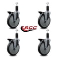 thumbnail image 2 of 6 Inch Thermo Rubber Swivel 1-1/4 Inch Expanding Stem Caster Set with Brake, 2 of 2