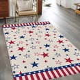 thumbnail image 3 of 3'x5' Area Rugs, 4th of July Indoor Outdoor Area Rug for Living Room Bedroom, Blue Red Striped Stars Independence Day Washable Bathroom Rugs Kitchen Floor Carpet Mats Home Decor Aesthetic, 3 of 8