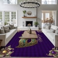 thumbnail image 3 of Carnival Area Rugs 6'x9', Washable Small Throw Rugs for Kitchen Dining room, Modern Chic Mask Flower Purple Plaid Checkered Indoor Outdoor Rug Non-Slip Low Pile Carpet Runner Reversible Floor Mats, 3 of 8