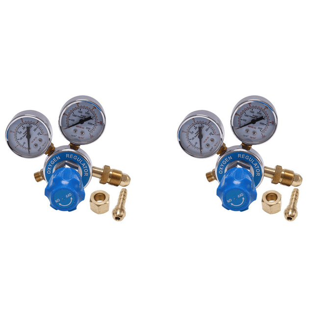 2X Oxygen Gas Bottle Regulators O2 Reducing Pressure Inhaler Double Gauge Regulator Oxygen Tank Regulator