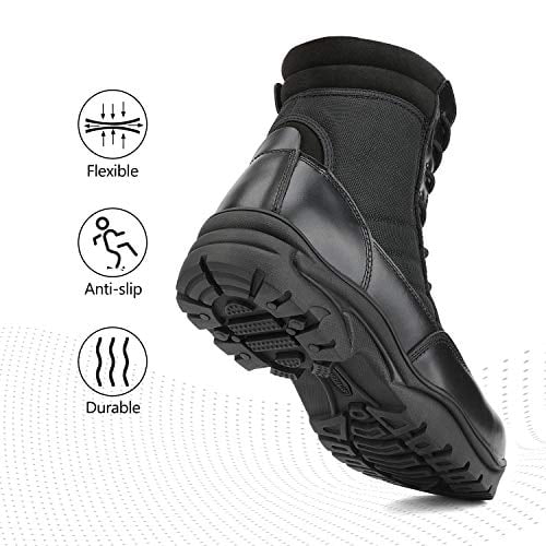 Military boots side zipper 2025