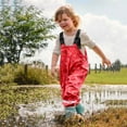 thumbnail image 6 of Toddler Rain Pants Waterproof Bib Overalls for Kids Boys and Girls Bib Pants for Fishing and Rain Play Gear Red 2 Years-3 Years, 6 of 6