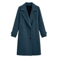 thumbnail image 3 of cocolona Womens Winter Trench Coat Notch Lapel Long Sleeve Classic Overcoat Solid Color Elegant Long Jacket, 3 of 6