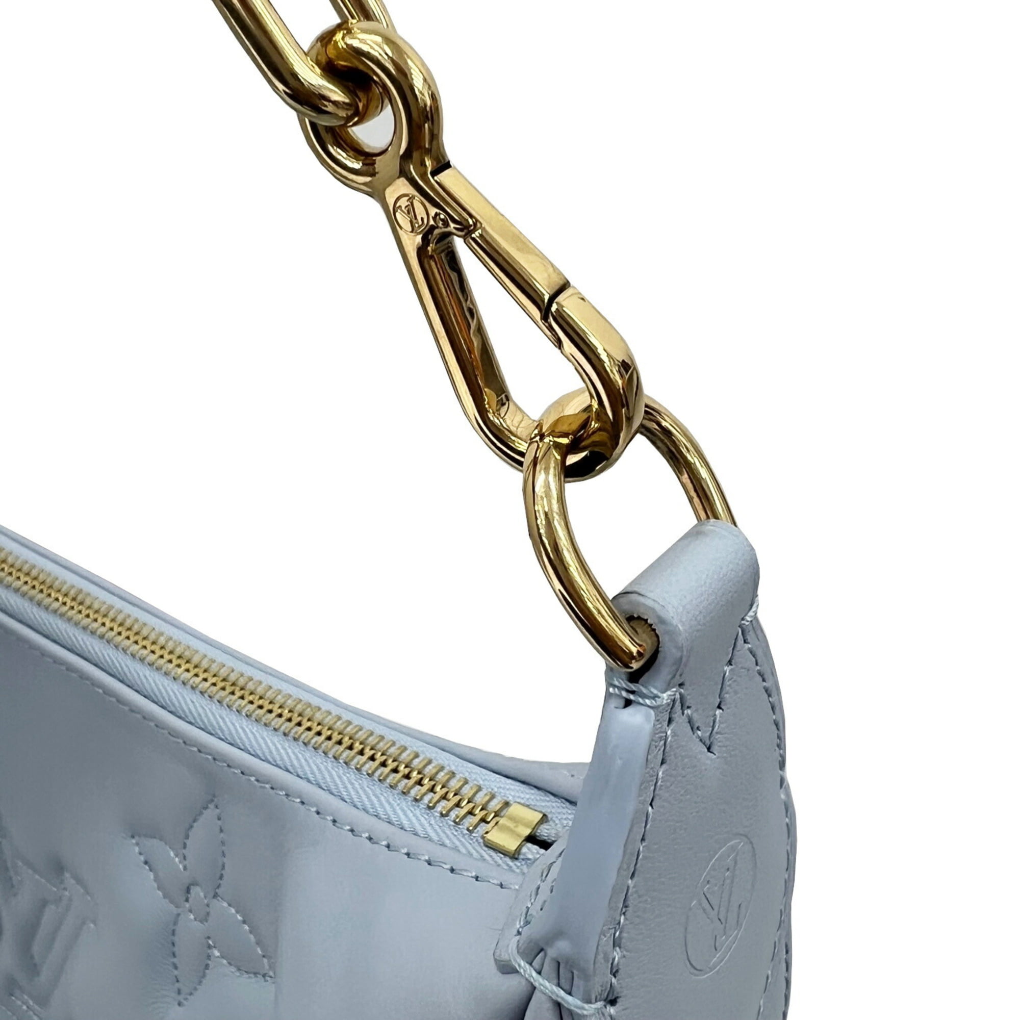 Authenticated Used LOUIS VUITTON Louis Vuitton Over The Moon M59825 RFID IC  Chip Blue Glacier Calf Leather New Current Women's Men's Crescent Hobo
