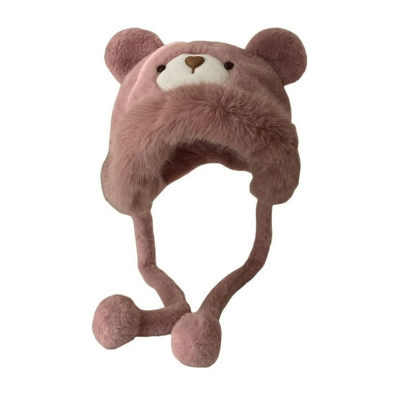 Generic Novelty Bear Earflap Hat For Women Women'S Cute Cartoon Earflap Hat Kids Baby Girls Boys Winter Warm Soft Waxy Animal Pattern Velvet Cute Hat Unisex Pom Knit Winter Hat