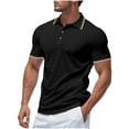 thumbnail image 2 of Mens Polo with Short Sleeves, George Commuter Button-Up Shirt with Short Sleeves, Size , L, Black, 2 of 9