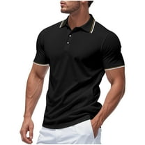 Kaemgyyd Golf Shirts for Men Solid Color Performance Breathable Collared Top Lightweight Striped Button Short Sleeve Tee