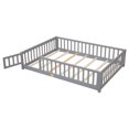 thumbnail image 2 of Miniyam Full Size Toddler Floor Bed with Safety Guardrails, Gray, 2 of 7