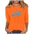 thumbnail image 1 of Dadaria T-Shirt Femme Orange Manches 3/4 Col Rond Grande Taille Été Chandail Blouses 2TG, 1 of 5
