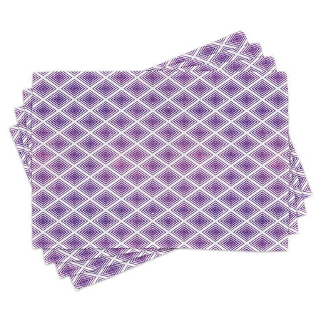 

Purple Placemats Set of 4 Retro Style Innovative Abstract Squares Pattern Modern Design Graphic Print Washable Fabric Place Mats for Dining Room Kitchen Table Decor Violet and White by Ambesonne