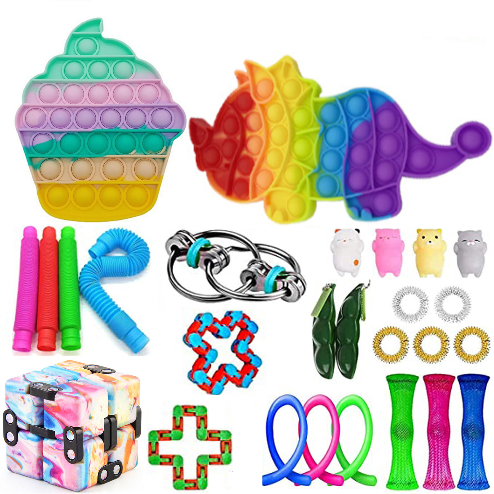 Fiomva Sensory Fidget Toys Set, 27 Pack Novelty Stress Reliever Toys