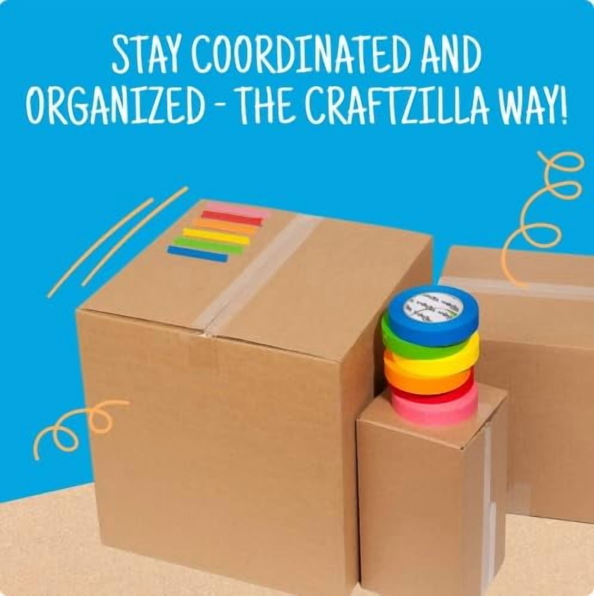 Craftzilla Colored Masking Tape, 11 Rolls, 825 ft x 1 in, Painters Tape for Crafts & Labeling