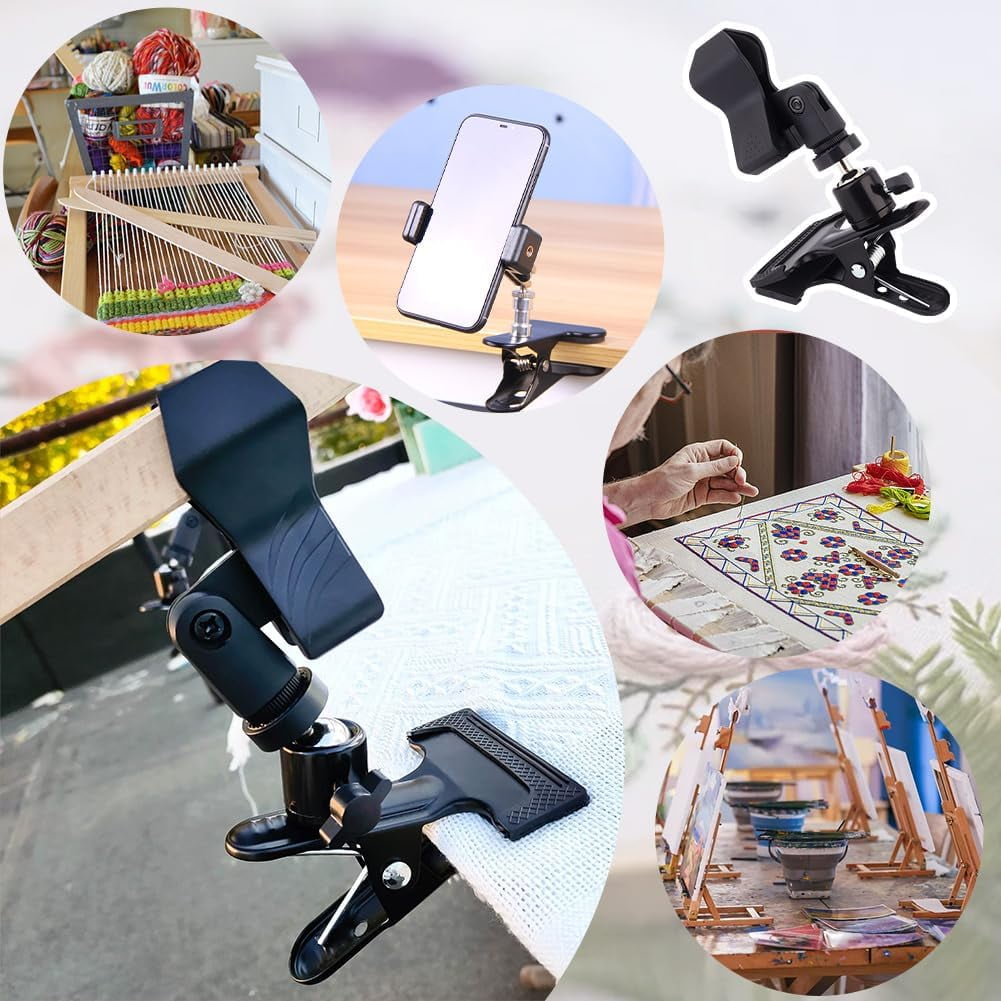 2 Sets(4pcs) Embroidery Hoop Holders Metal Clamp Holder Adjustable Rotated Embroidery Stand Embroidery Tabledesk Clip Plastic