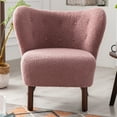 thumbnail image 1 of Modern Accent Chair with Tufted Wingback and Rubber Wood Legs, Comfortable Fleece Side Chair Suitable for Living Room, Bedroom or Other Small Spaces, Easy Assembly, Blush, 1 of 7