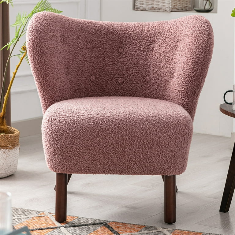 Modern Accent Chair with Tufted Wingback and Rubber Wood Legs