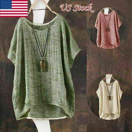 Casual Moments Collection - The Noble Collection Womens Casual Long Sleeve Baggy Cotton Linen T-Shirt Tops Blouse Plus Size