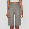 thumbnail image 6 of Cotton Linen Bermuda Shorts for Women Capri Pants Petite Pull on Knee Length Pants Summer Beach Long Shorts Beach Lounge Ladies Pedal Pushers 13" 14" 15" Inseam Gray M, 6 of 8