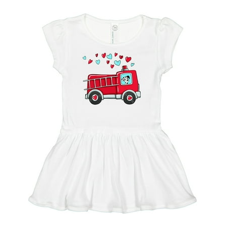 

Inktastic Valentine Fire Truck with Cute Dalmatian and Hearts Gift Baby Girl Dress