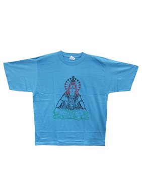 Mogul Unisex T-Shirt Blue Lord Shiva Short Sleeves Yoga Tshirt
